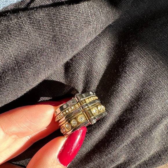 β¨π Ann Taylor Stack Hinged Silver and Gold Ring Size 8 πβ¨ - Picture 8 of 9